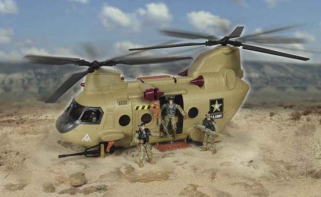 TOY BATTERY OPERATED CH-47 CHINOOK HELICOPTER US ARMY LED MOTION NOISE NEW USA 